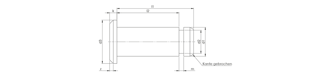 technische Zeichnung - Bolzen mit Einstich
